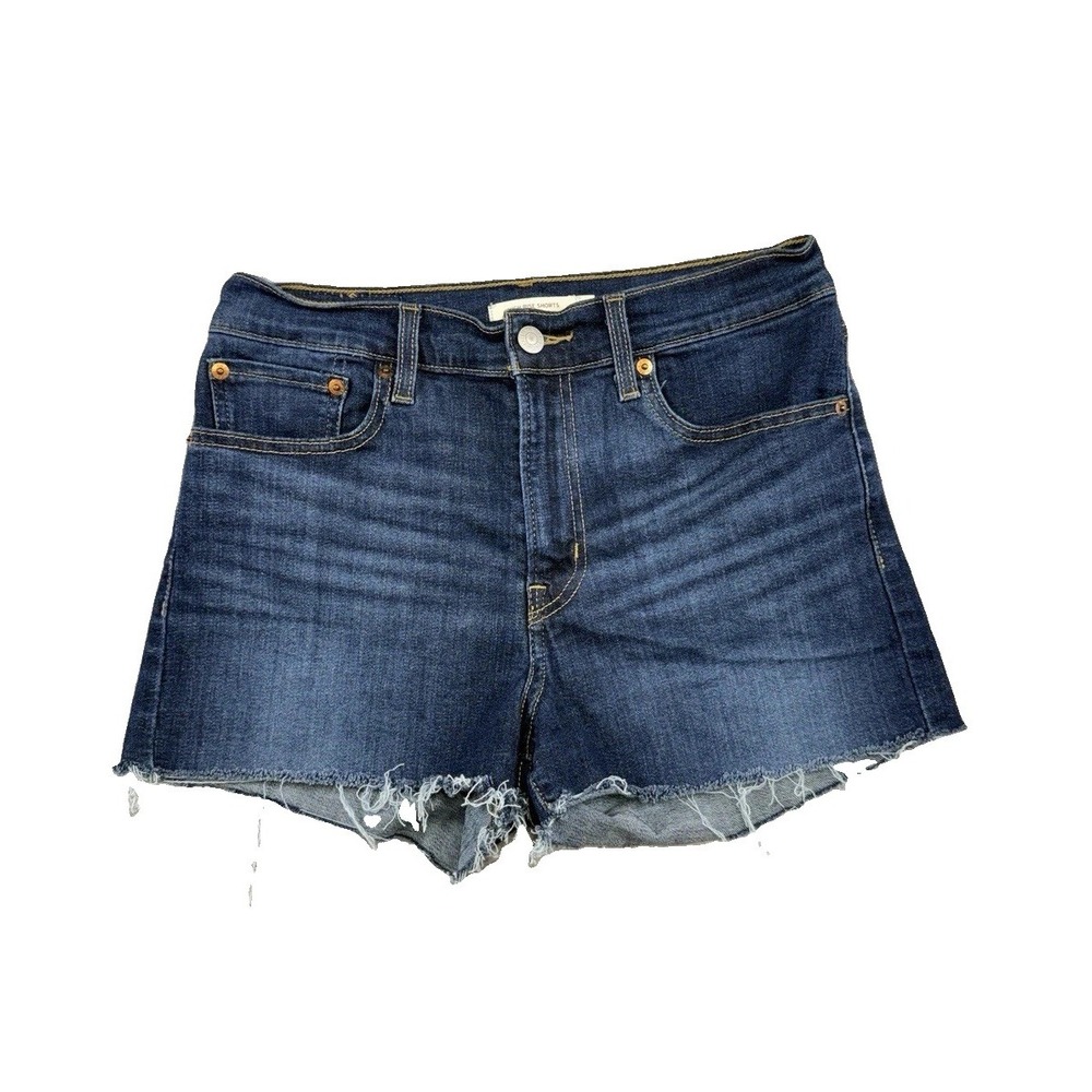 Levi Women's High Rise Raw Hem Shorts Size 28 Normcore Comfort Stretch